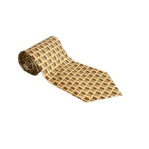 Elegant Gold and Brown Checkered Tie
